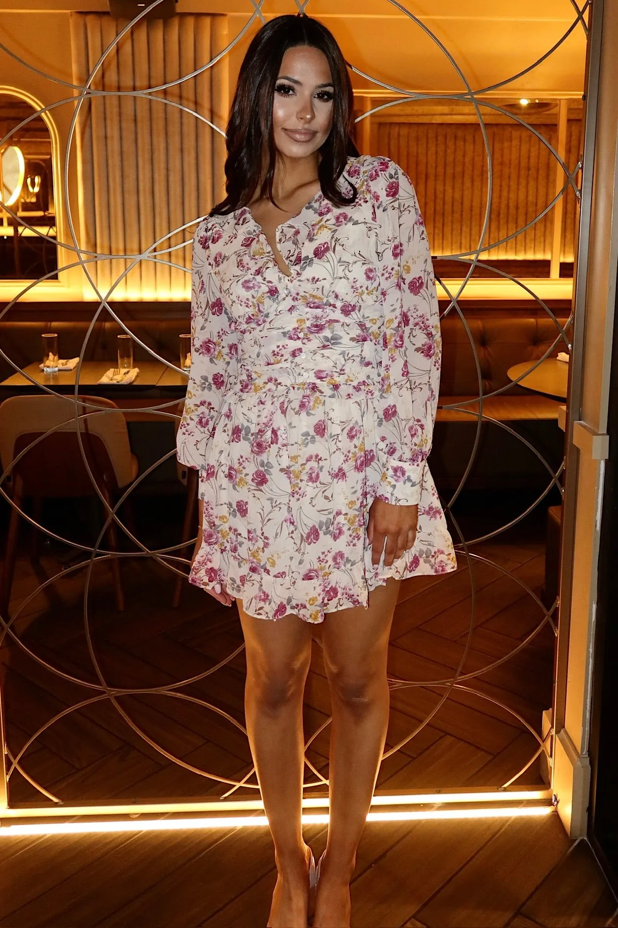 Autumn Mood Floral Mini Dress sold by Bella Rose boutique