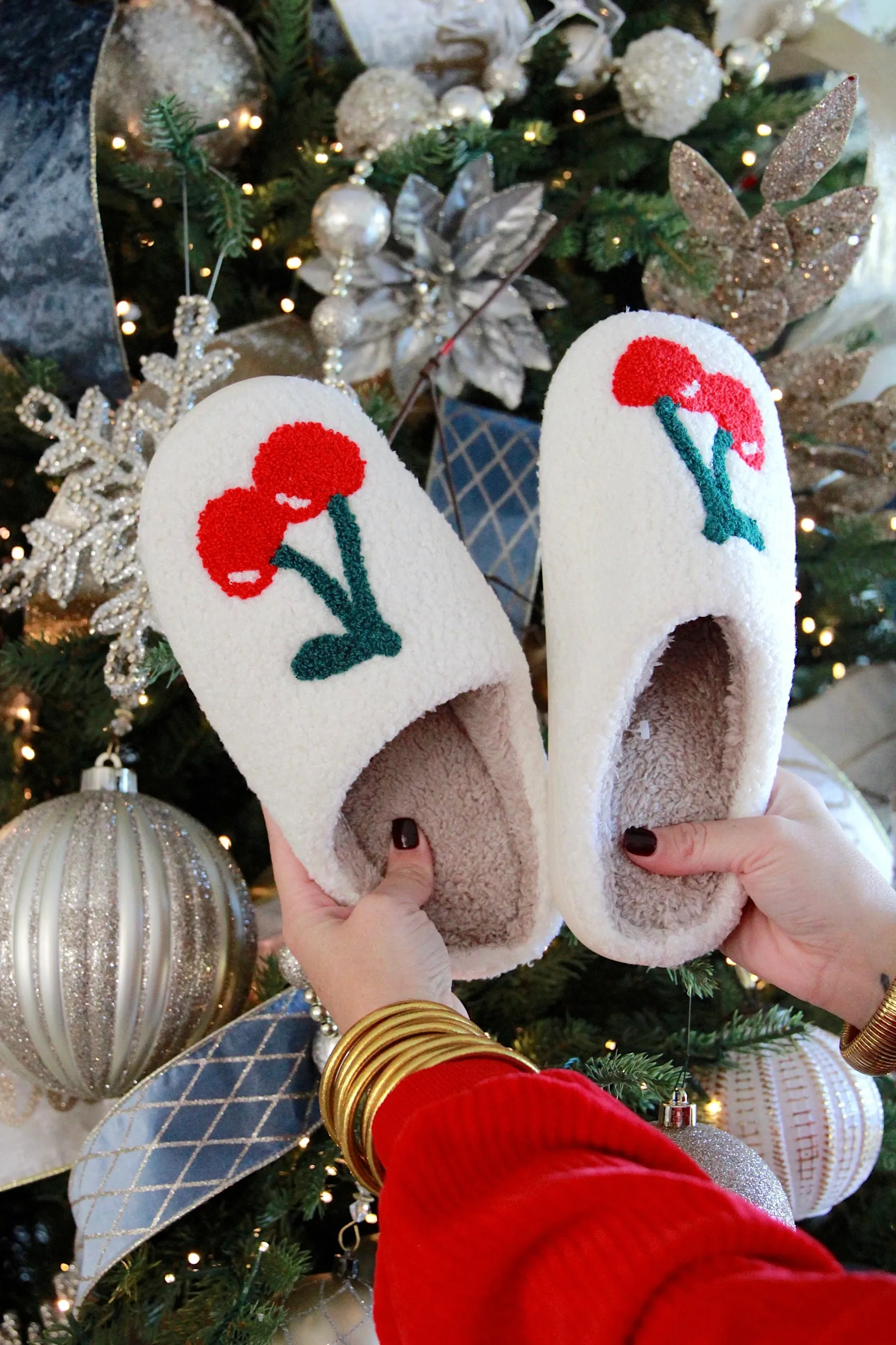 Cherry Kisses Cozy Slippers sold by Bella Rose boutique