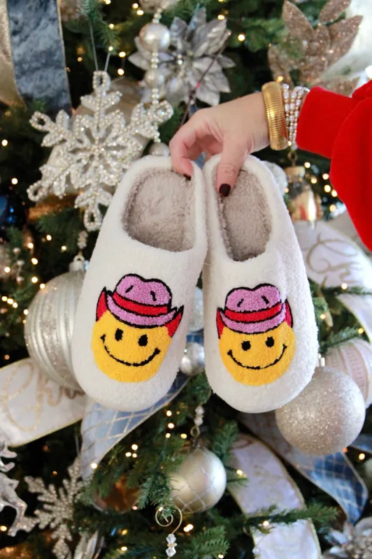 Western Smiley Face Slippers sold by Bella Rose boutique