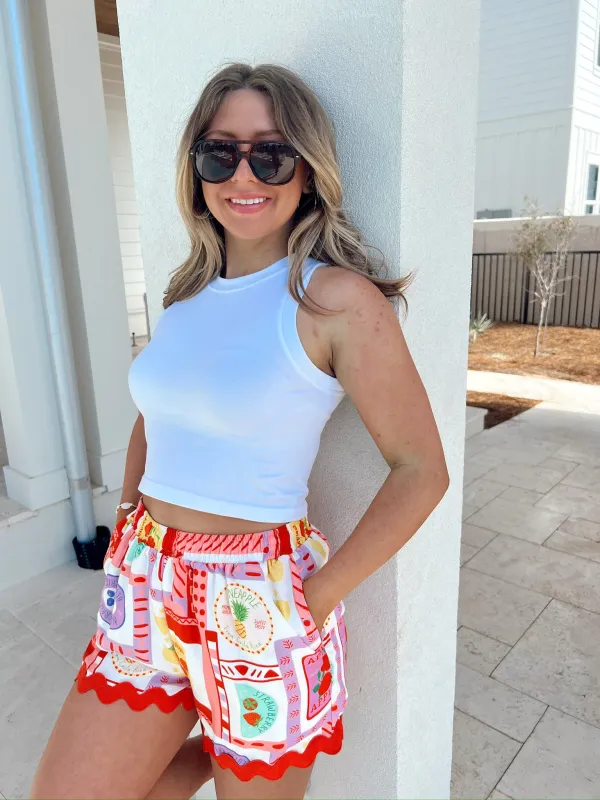 Sunday Morning Fruit Print Shorts sold by Bella Rose boutique