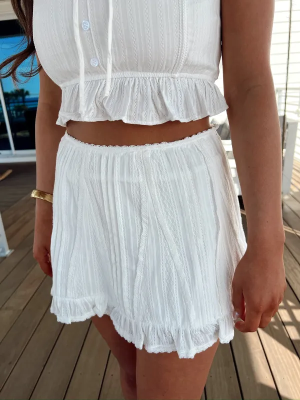 Always Flirty Ruffle Lace Mini Skirt sold by Bella Rose boutique