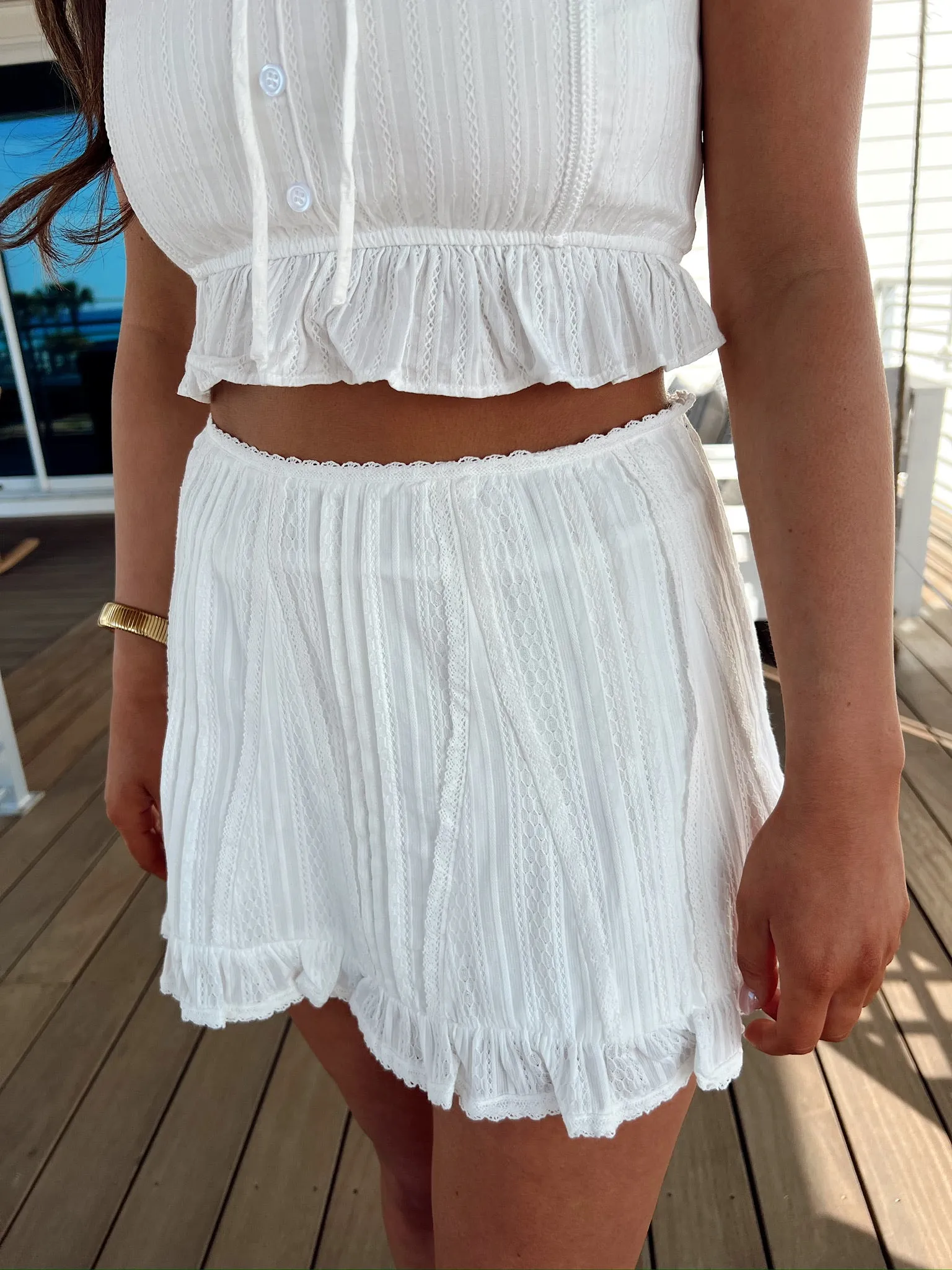 Always Flirty Ruffle Lace Mini Skirt sold by Bella Rose boutique