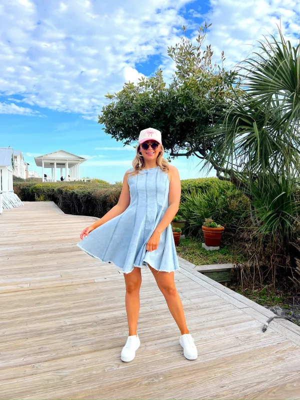 Heard A Rumor Denim Mini Dress sold by Bella Rose boutique