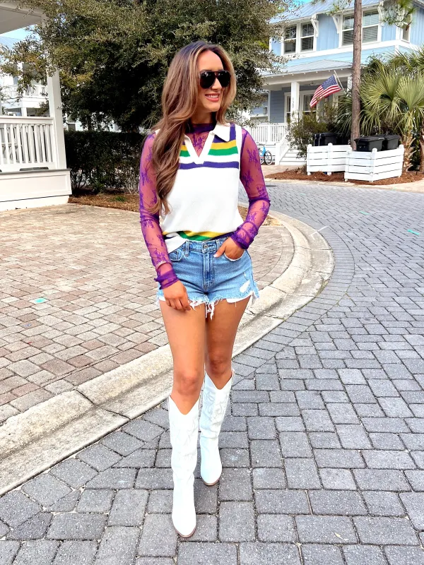 Lets Get Our Mardi On Sweater sold by Bella Rose boutique