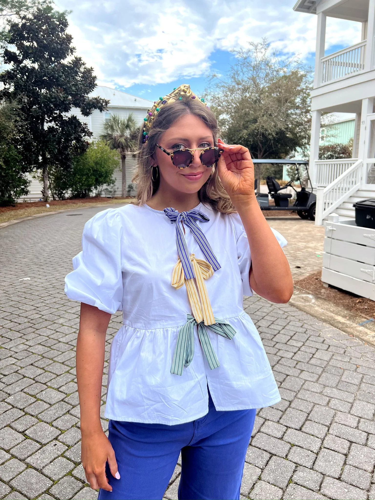 It's A Mardi Party Peplum Top sold by Bella Rose boutique product image thumbnail 3