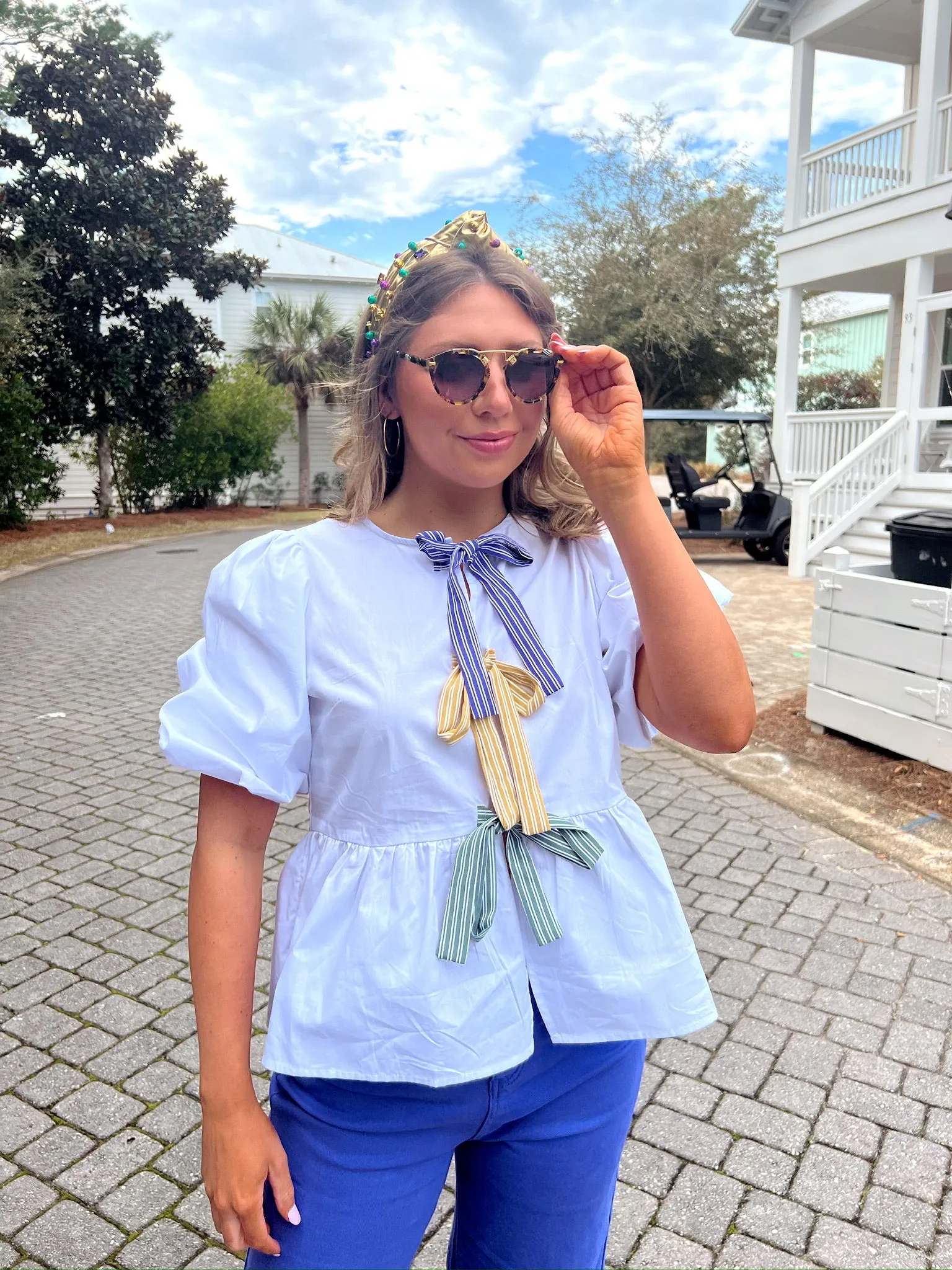 It's A Mardi Party Peplum Top sold by Bella Rose boutique product image thumbnail 5