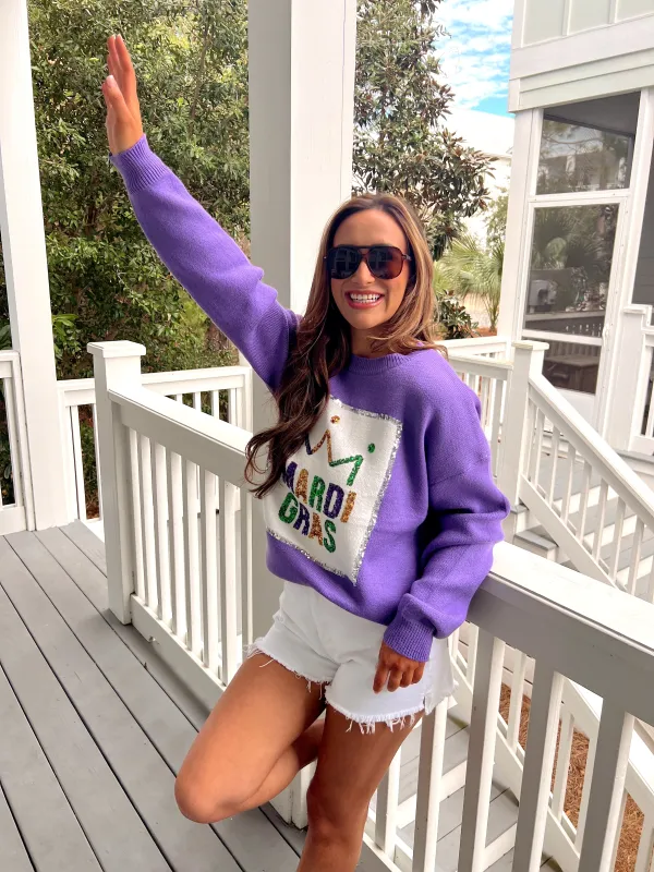 Life Of The Mardi Sequin Knit Sweater made by Main Strip