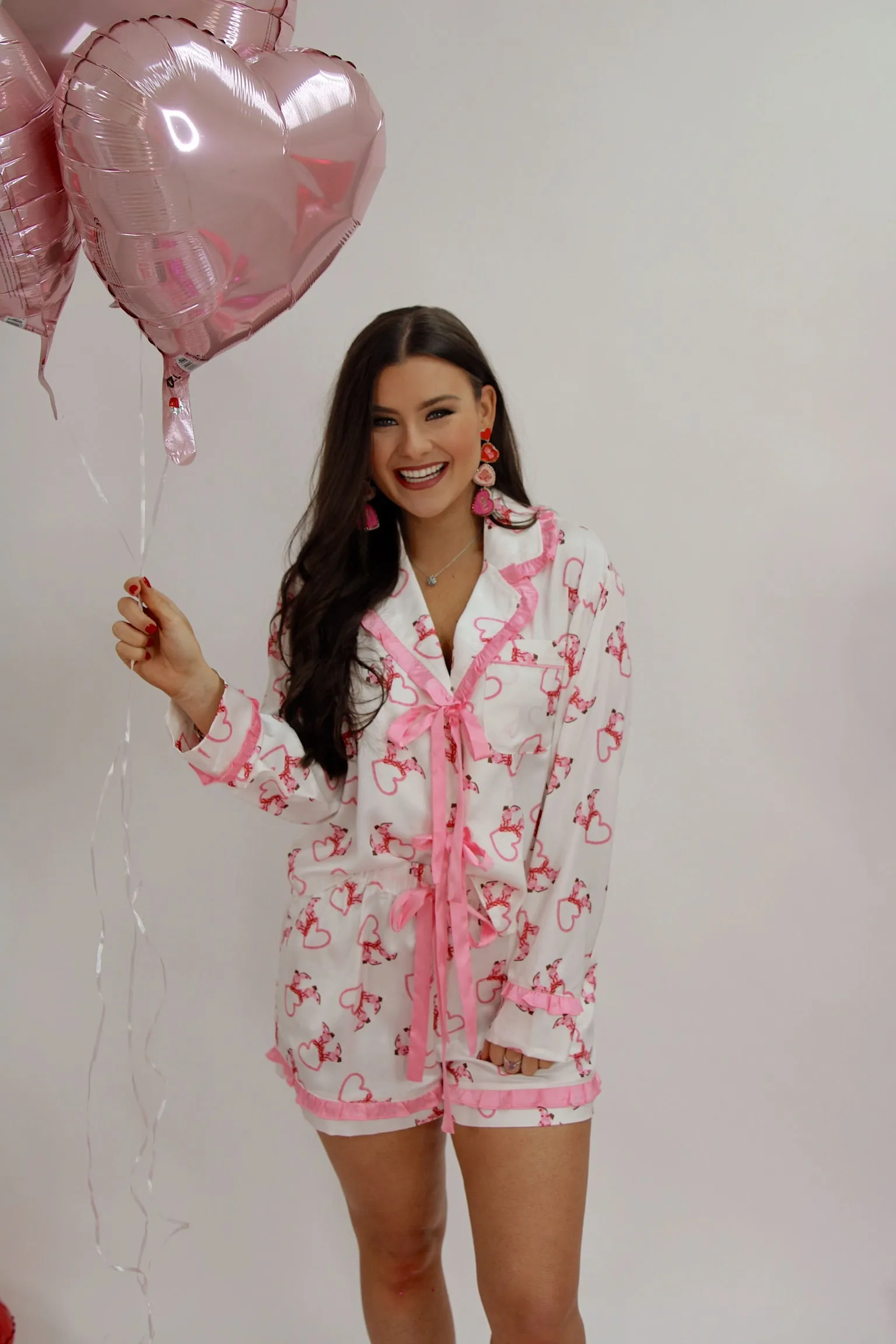 Hearts & Boots Satin Two Piece Pajama Set sold by Bella Rose boutique product image thumbnail 4