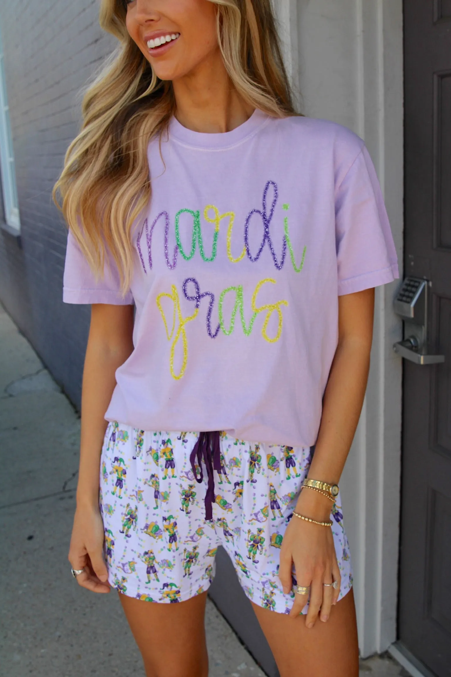 Mardi Gras Tinsel Graphic Print Top sold by Bella Rose boutique product image thumbnail 3