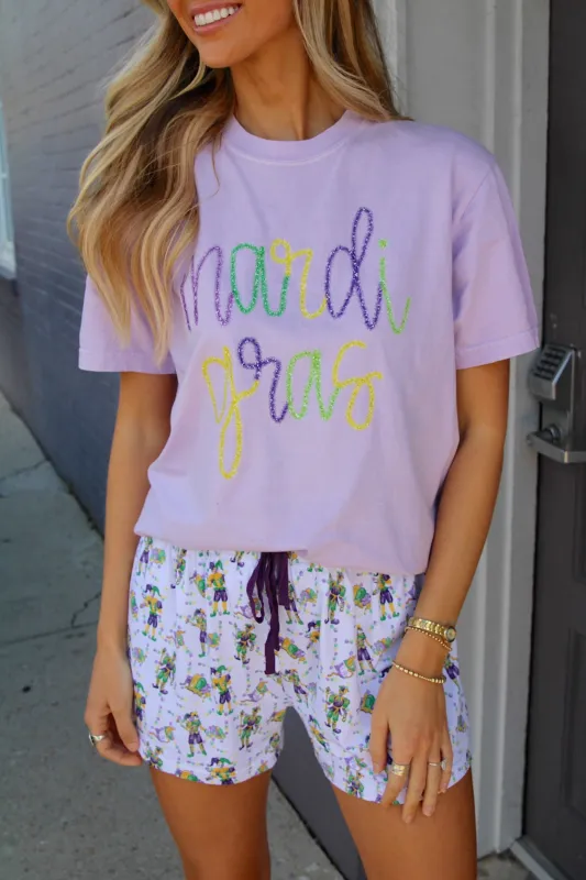 Mardi Gras Tinsel Graphic Print Top sold by Bella Rose boutique