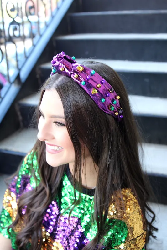 Metallic Mardi Gras Headband sold by Bella Rose boutique