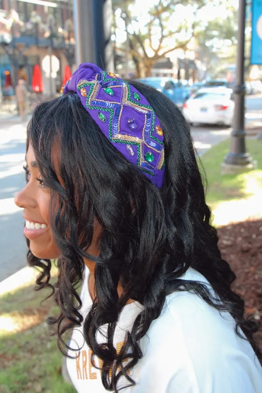 I"m The Life Of The Mardi Embellished Knot Headband sold by Bella Rose boutique