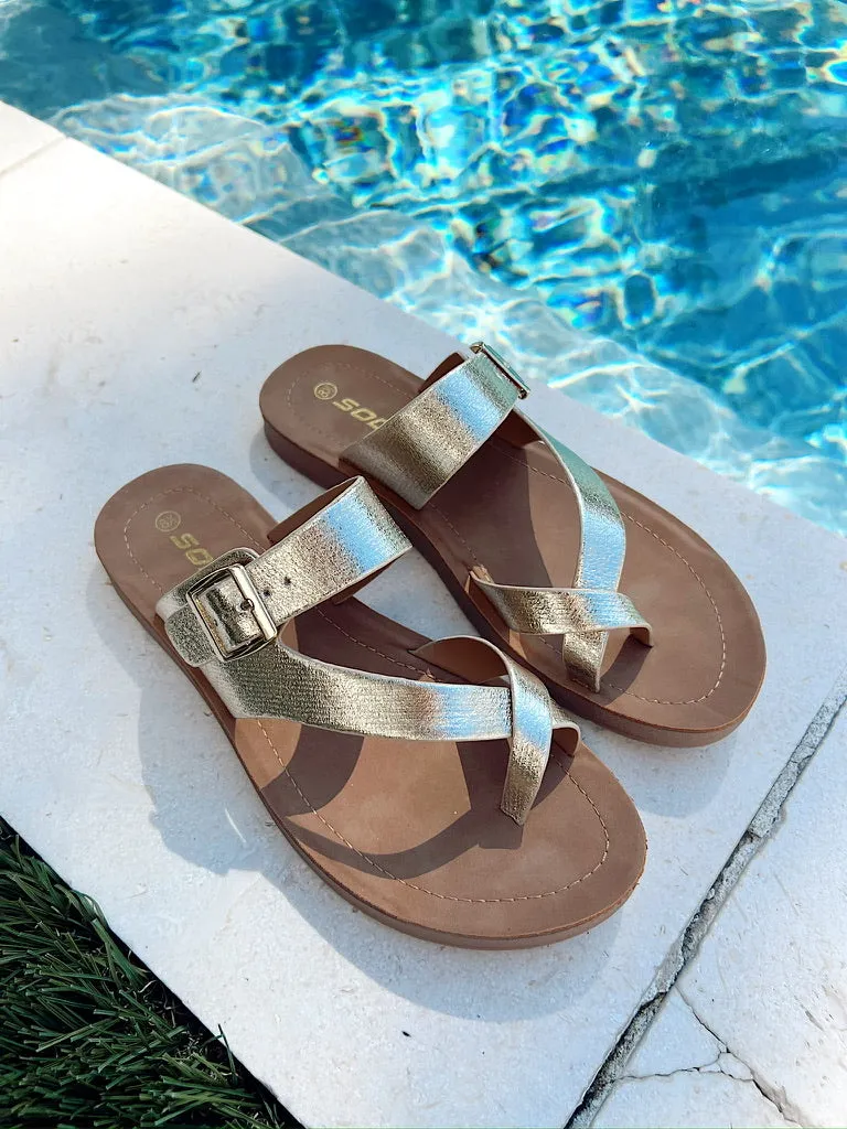 Summer Spritz Metallic Sandals sold by Bella Rose boutique
