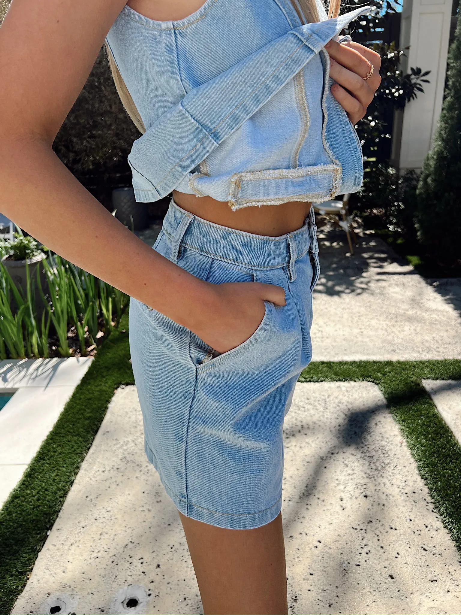 Unbreakable Bonds Denim Shorts sold by Bella Rose boutique product image thumbnail 5