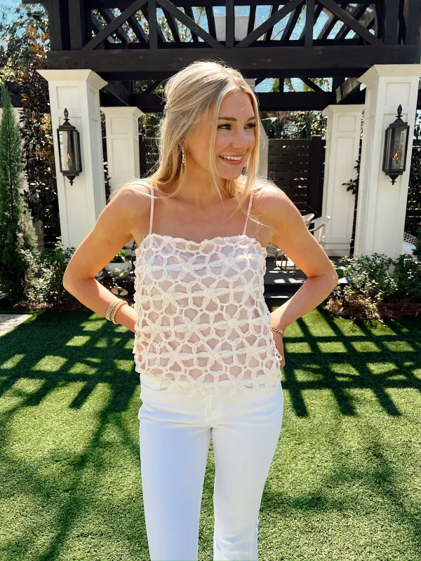 Treasured Vibe Floral Crochet Top sold by Bella Rose boutique