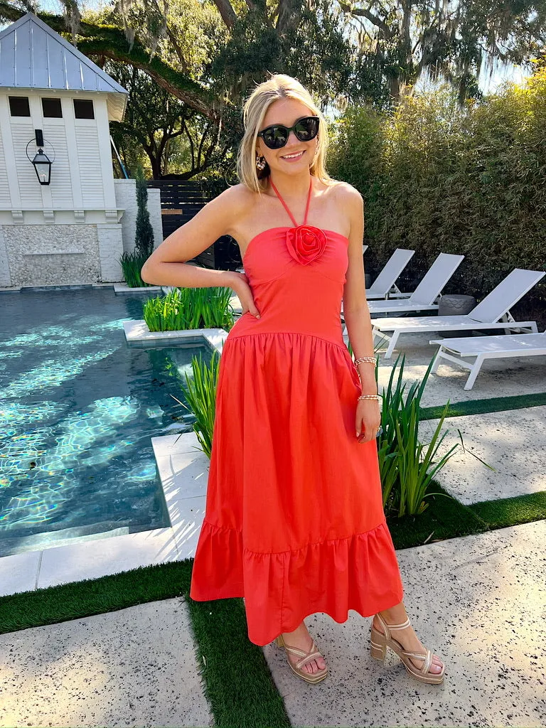 Beautiful Thoughts Halter Neck Midi Dress sold by Bella Rose boutique product image thumbnail 4