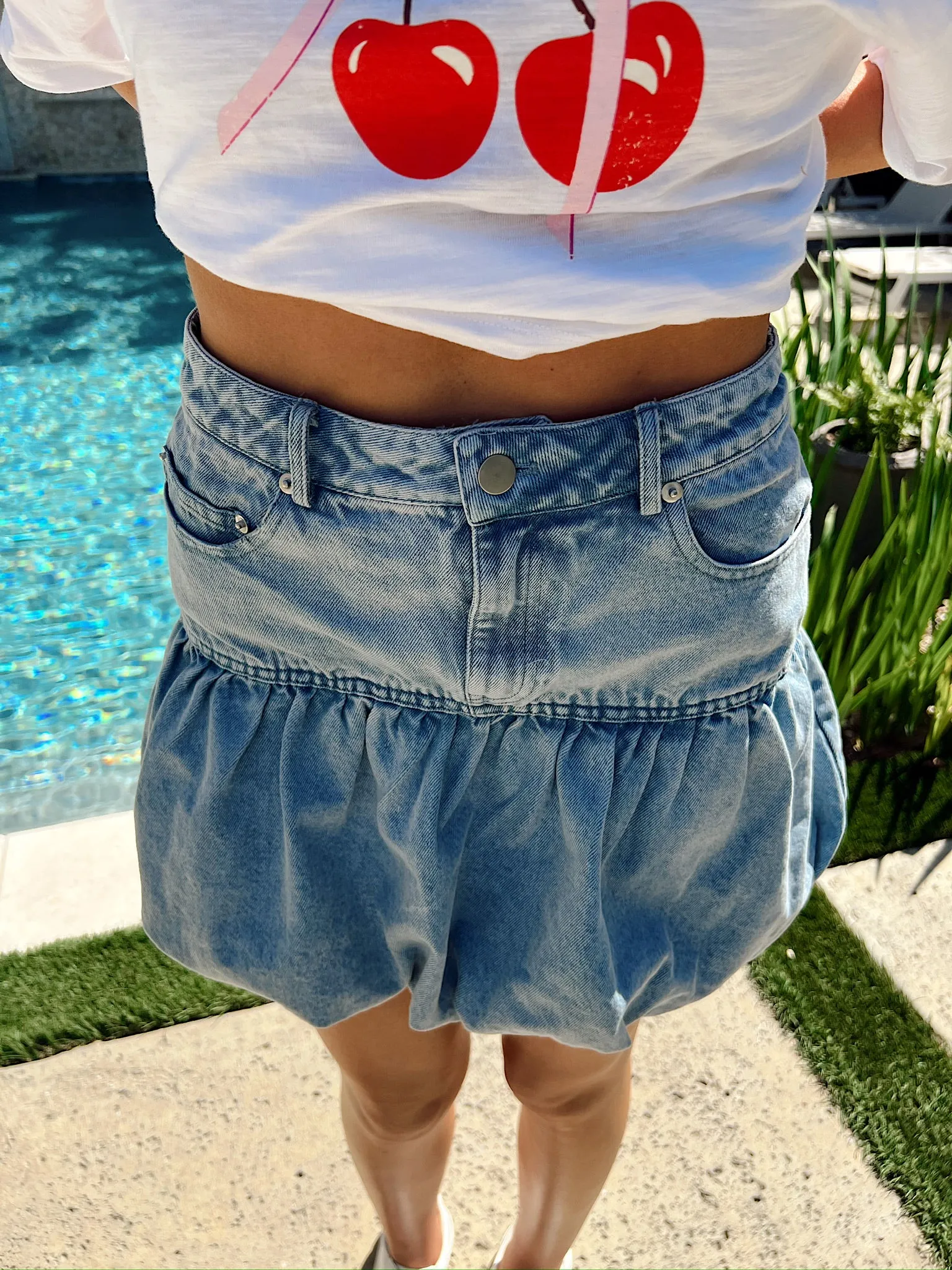 Got This In The Bag Denim Mini Skirt sold by Bella Rose boutique product image thumbnail 2