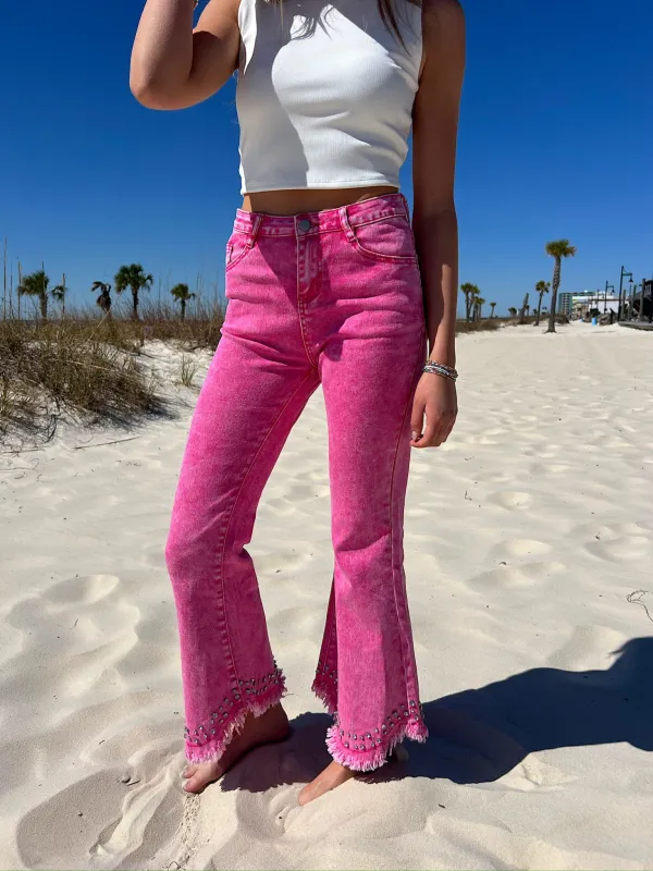 Beyond The City Lights Rhinestone Jeans sold by Bella Rose boutique