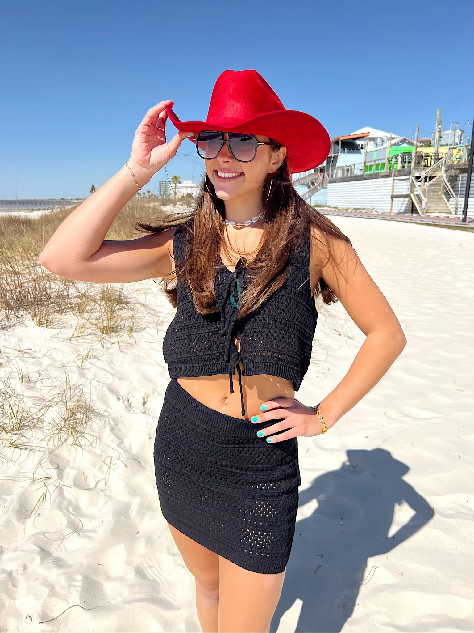 Flirty Beginnings Crochet Two-Piece Set sold by Bella Rose boutique