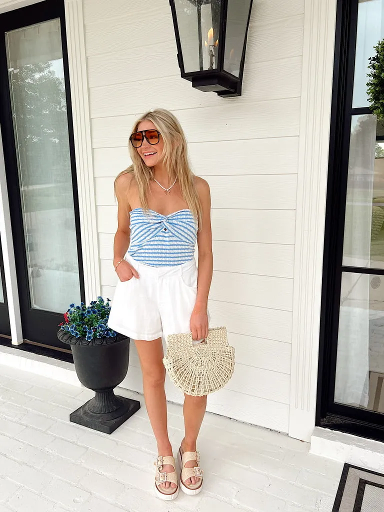 Cloudy Days Linen Mid-Rise Flared Shorts sold by Bella Rose boutique product image thumbnail 2