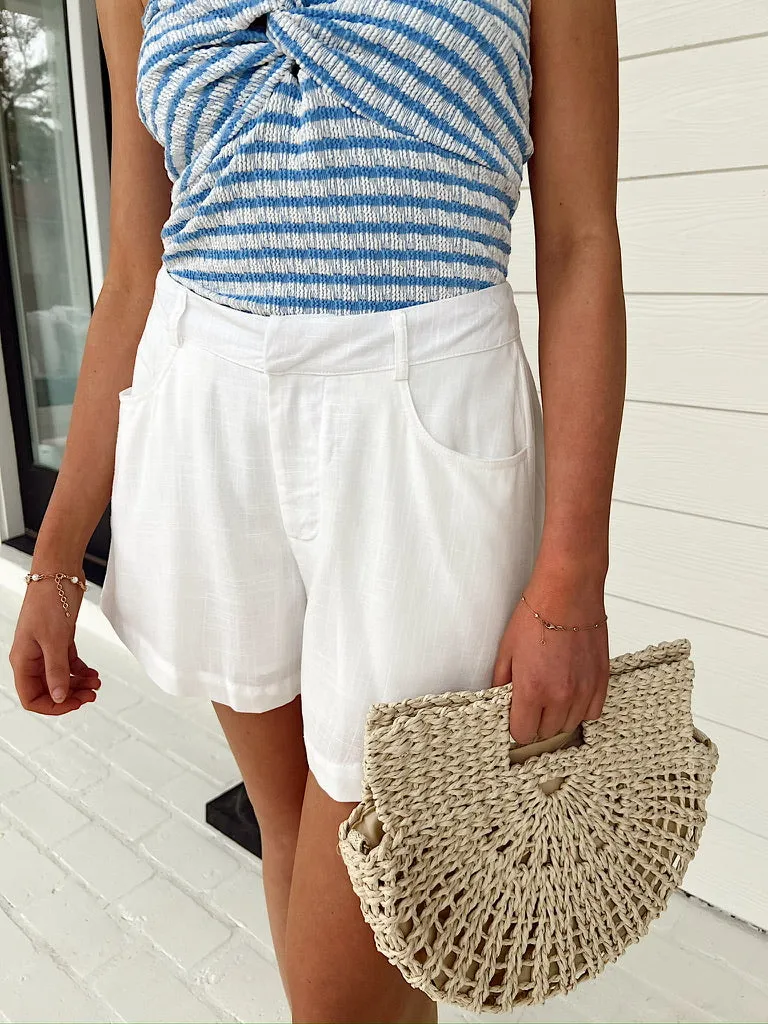 Cloudy Days Linen Mid-Rise Flared Shorts sold by Bella Rose boutique product image thumbnail 5