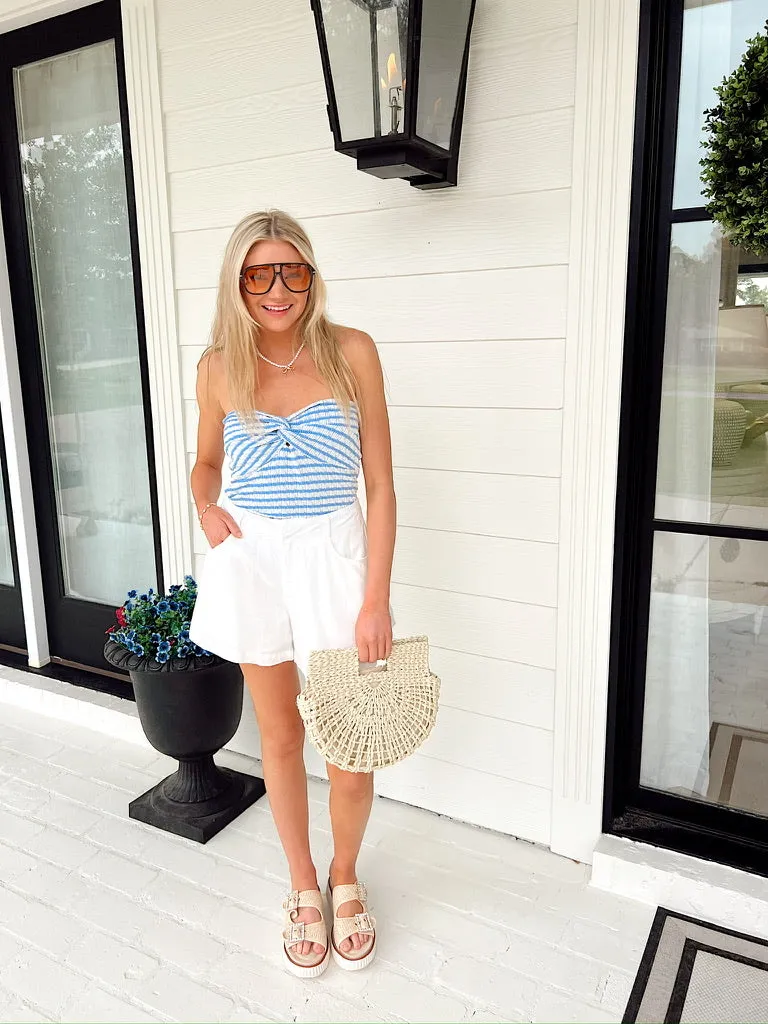 Cloudy Days Linen Mid-Rise Flared Shorts sold by Bella Rose boutique product image thumbnail 3