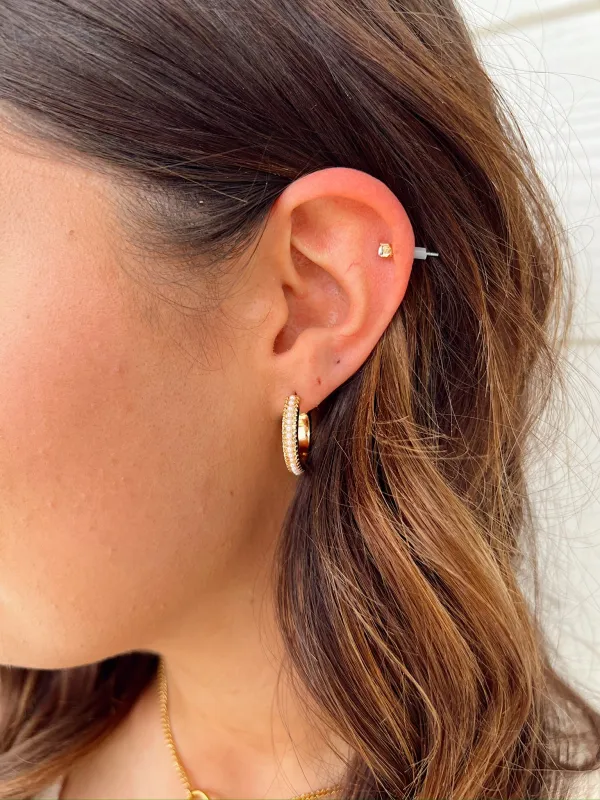 Posh Pearl Hoop Earrings sold by Bella Rose boutique