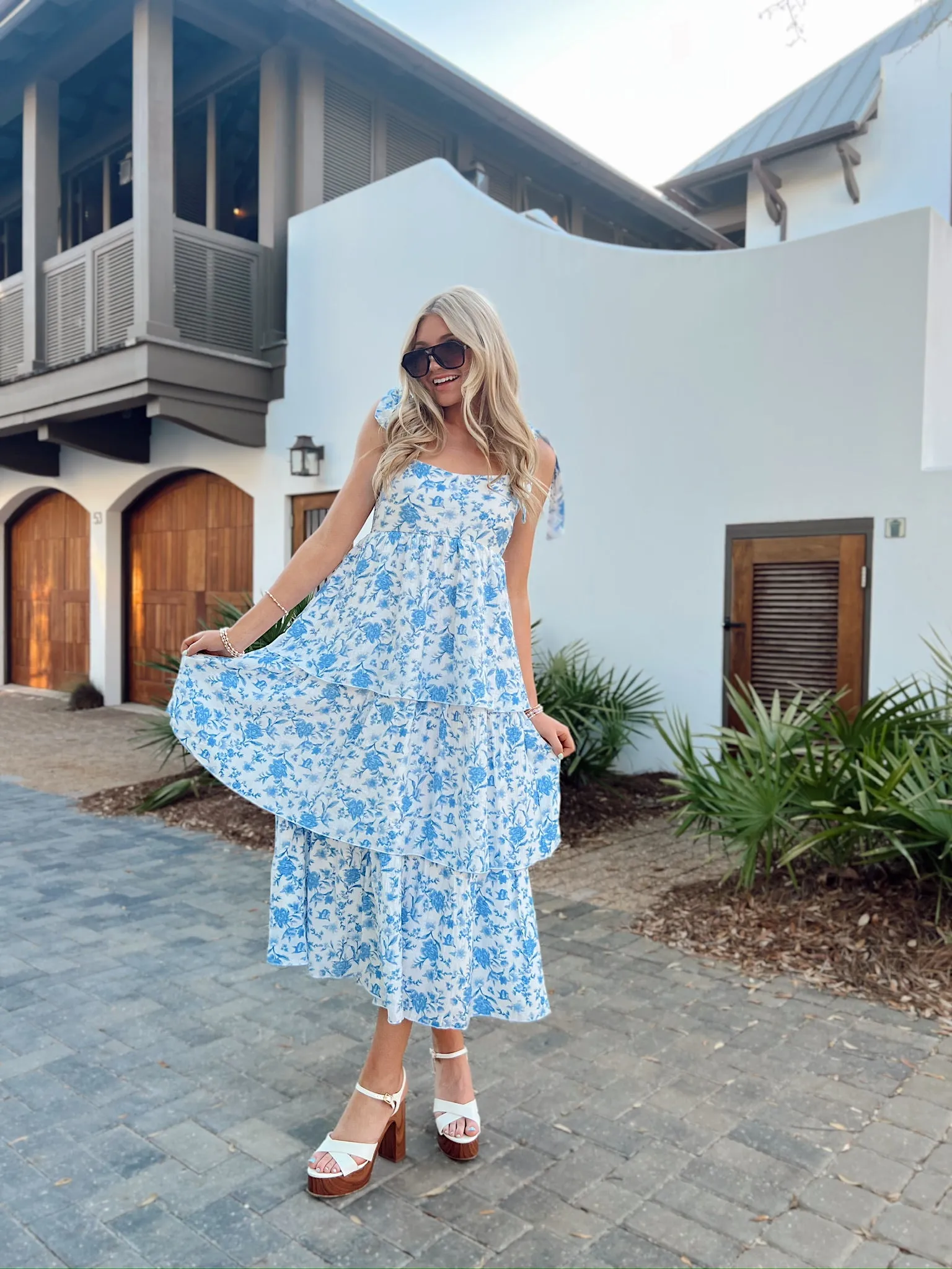 Single & Sweet Floral Tiered Midi Dress sold by Bella Rose boutique product image thumbnail 2