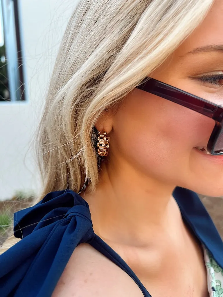 Chain Cutout Hoop Earrings sold by Bella Rose boutique product image thumbnail 2