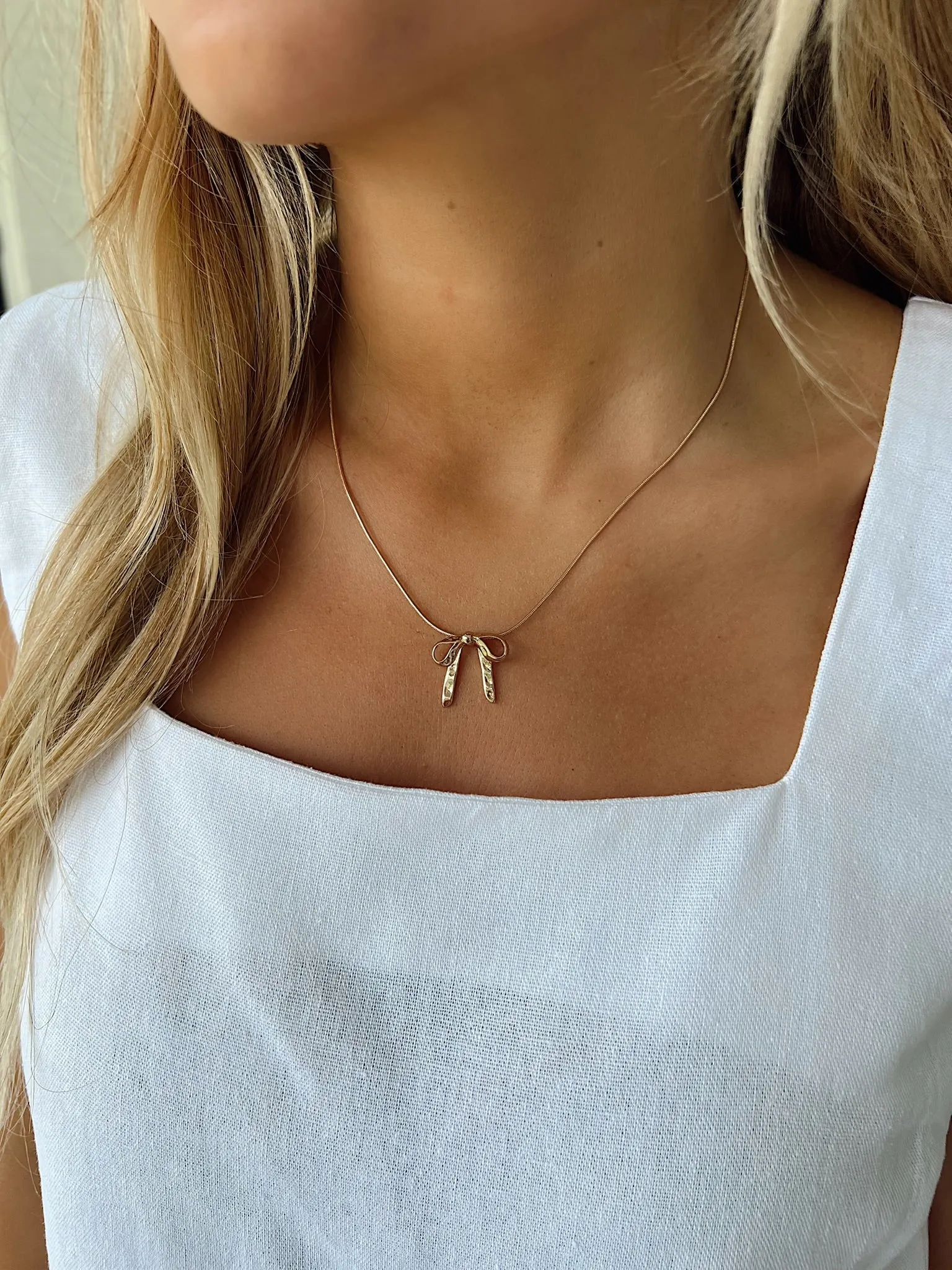 Bow Ribbon Snake Chain Necklace sold by Bella Rose boutique product image thumbnail 3