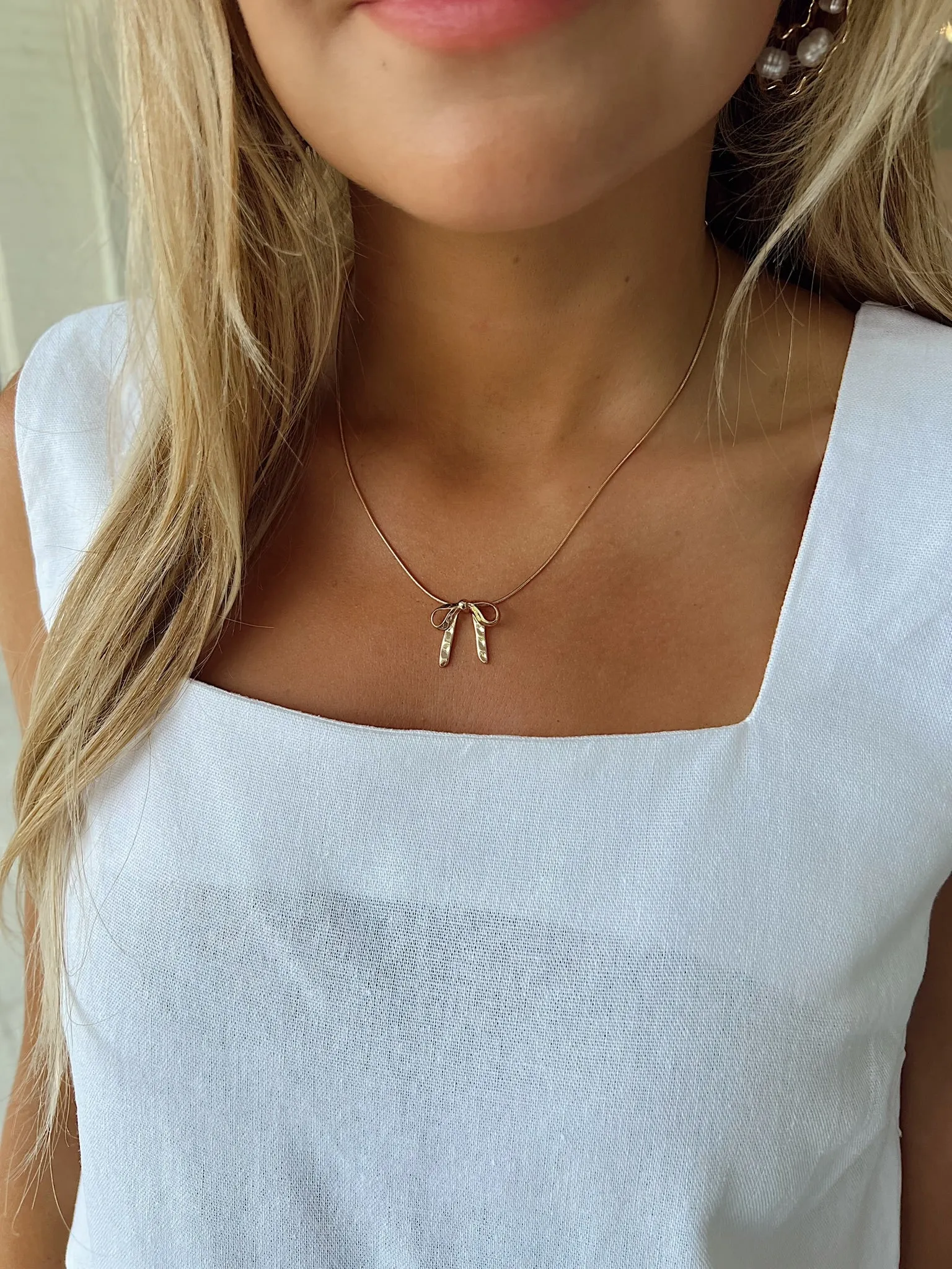 Bow Ribbon Snake Chain Necklace sold by Bella Rose boutique product image thumbnail 2