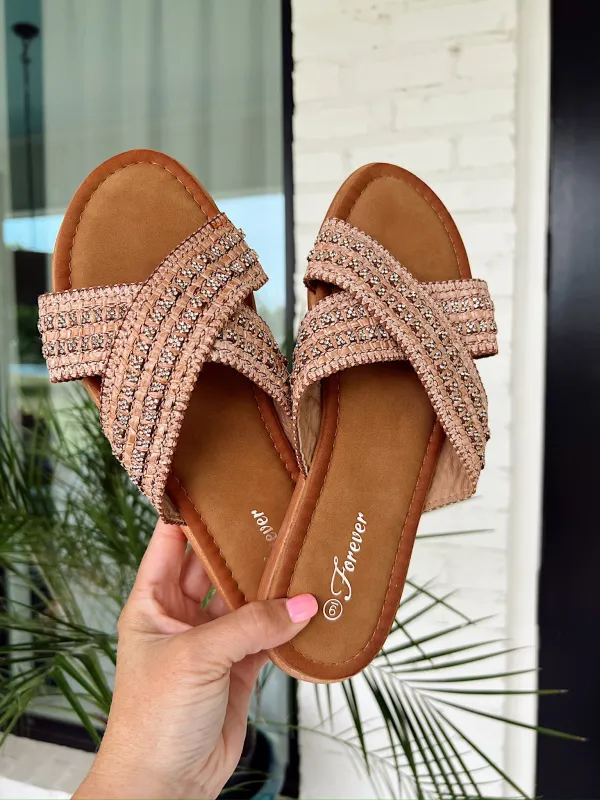 Subtle Glam Rhinestone Sandals sold by Bella Rose boutique
