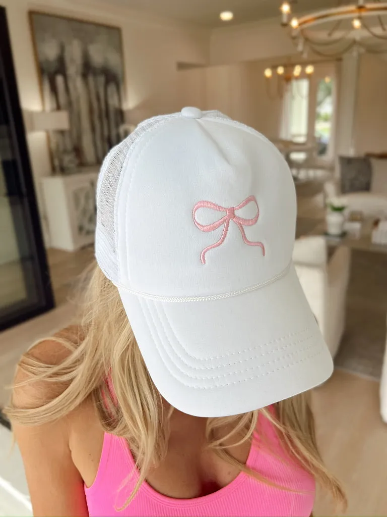 Ribbon Bow Trucker Hat sold by Bella Rose boutique
