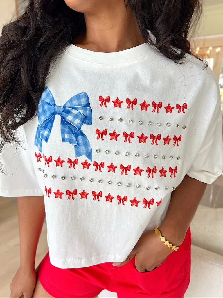 Liberty In Her Rhinestone Graphic Tee sold by Bella Rose boutique product image thumbnail 2