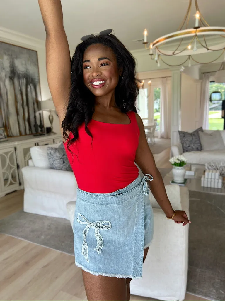 Casual Charm Denim Skort sold by Bella Rose boutique product image thumbnail 5