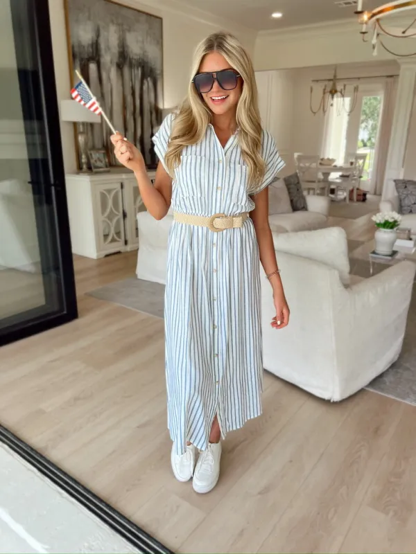 Adorable Impression Striped Midi Dress sold by Bella Rose boutique