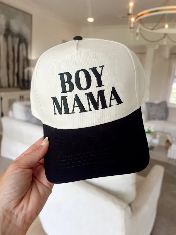 "BOY MAMA" Embroidered Trucker Hat sold by Bella Rose boutique