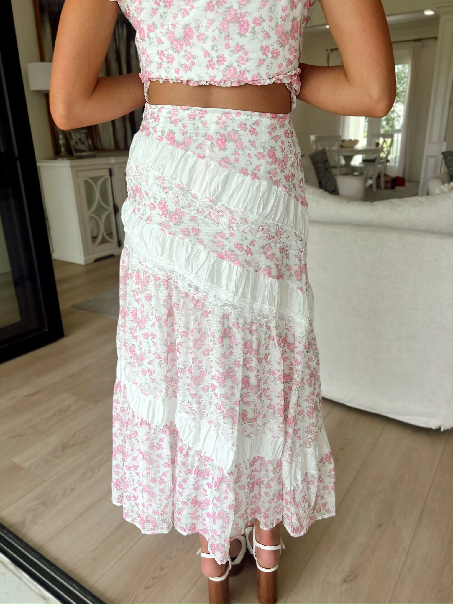 Strolls Through The Rose Garden Midi Skirt sold by Bella Rose boutique product image thumbnail 5