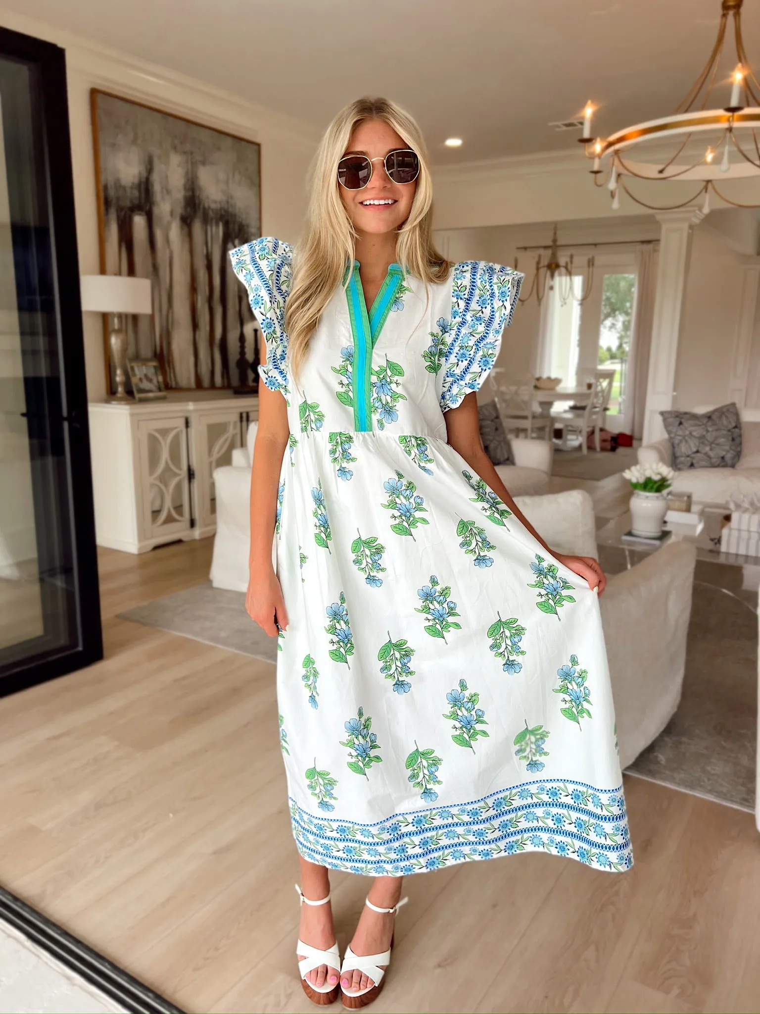 Sweet At Heart Floral Midi Dress sold by Bella Rose boutique