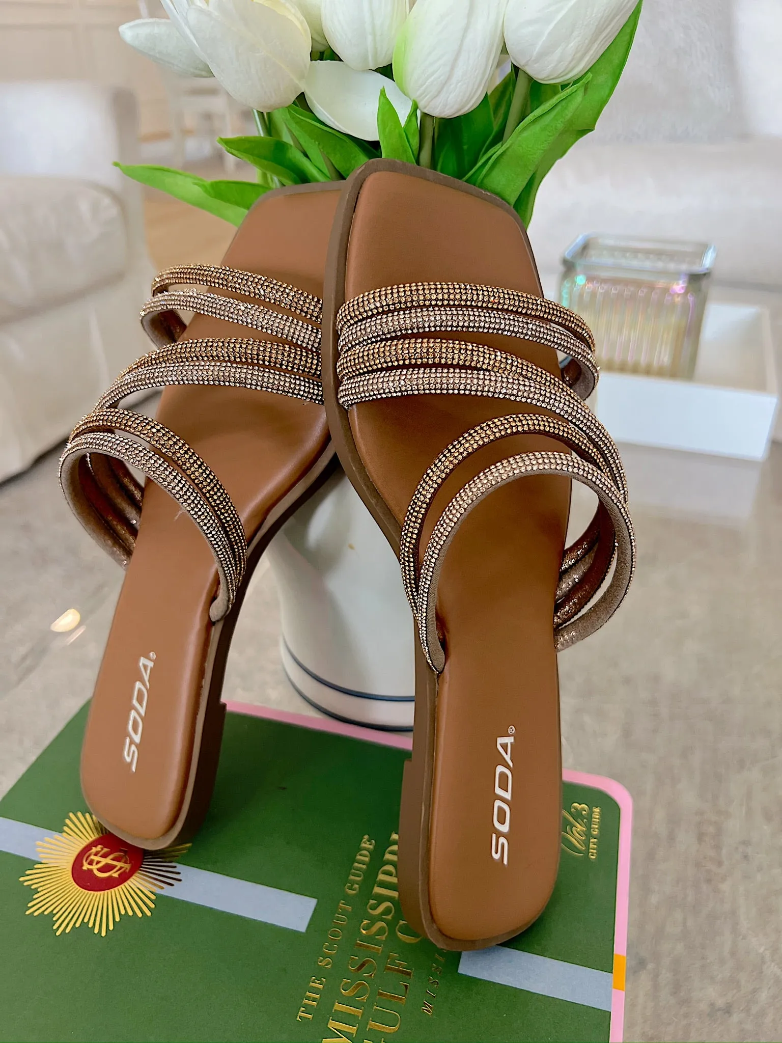 Golden Rays Rhinestone Sandals sold by Bella Rose boutique product image thumbnail 2