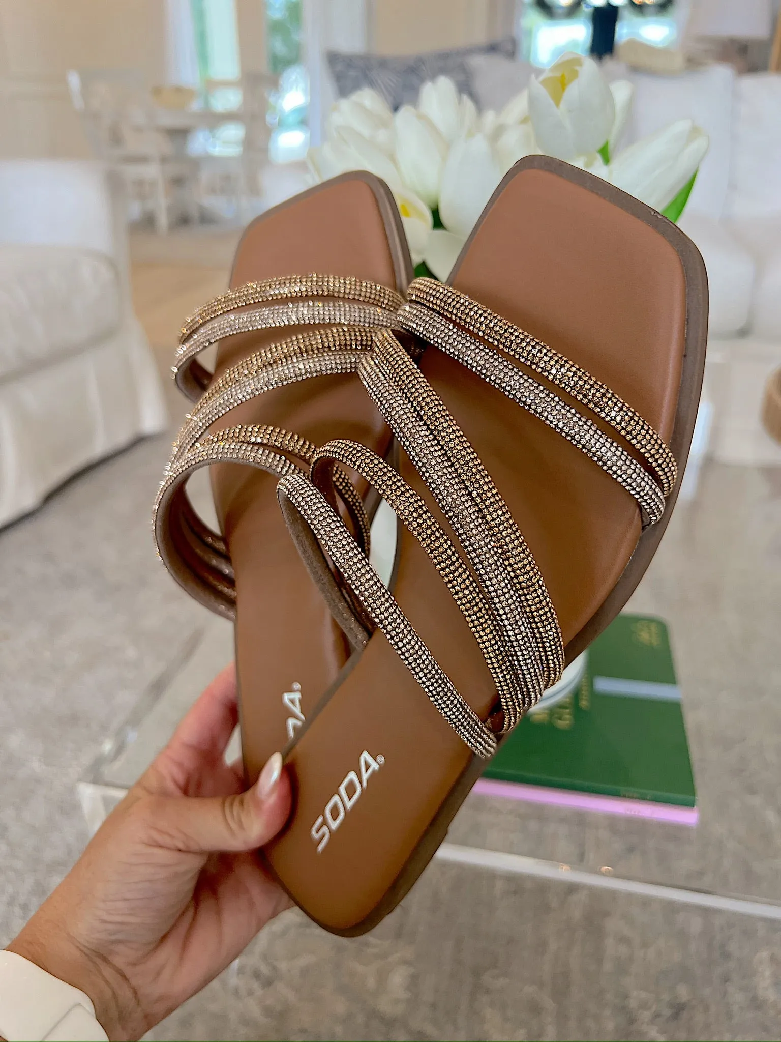 Golden Rays Rhinestone Sandals sold by Bella Rose boutique product image thumbnail 4