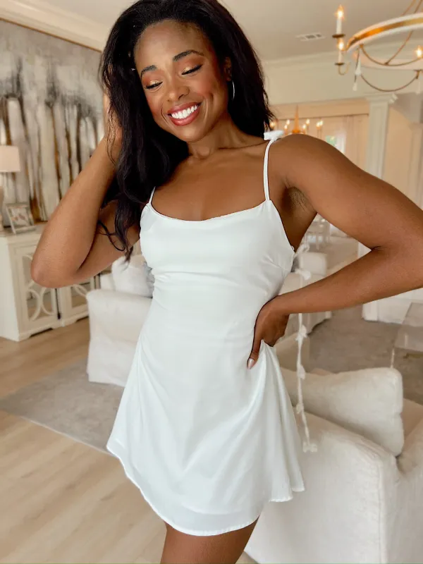 Royal Entrance Satin Mini Dress sold by Bella Rose boutique