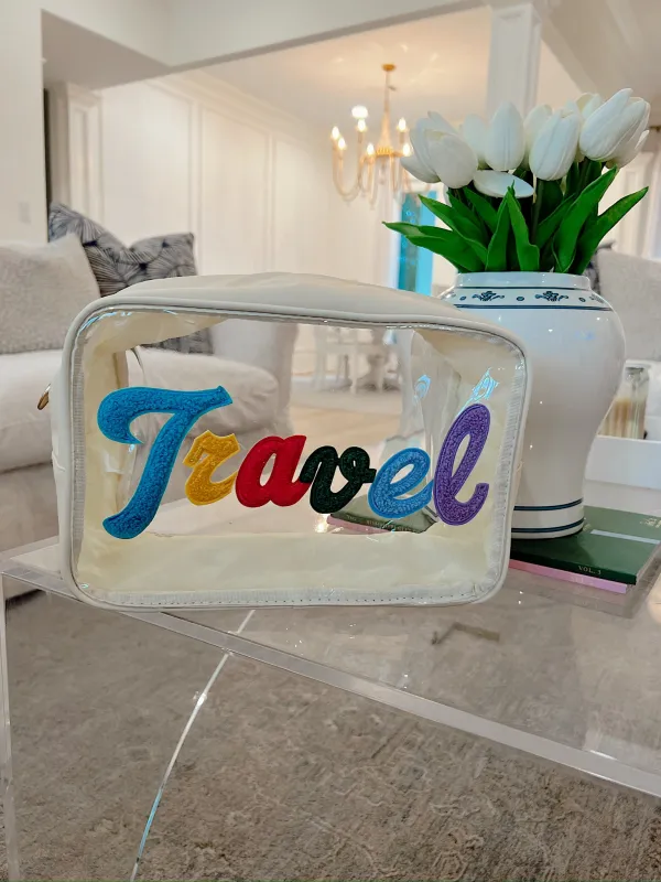 Travel Chenille Patch Pouch Bag sold by Bella Rose boutique