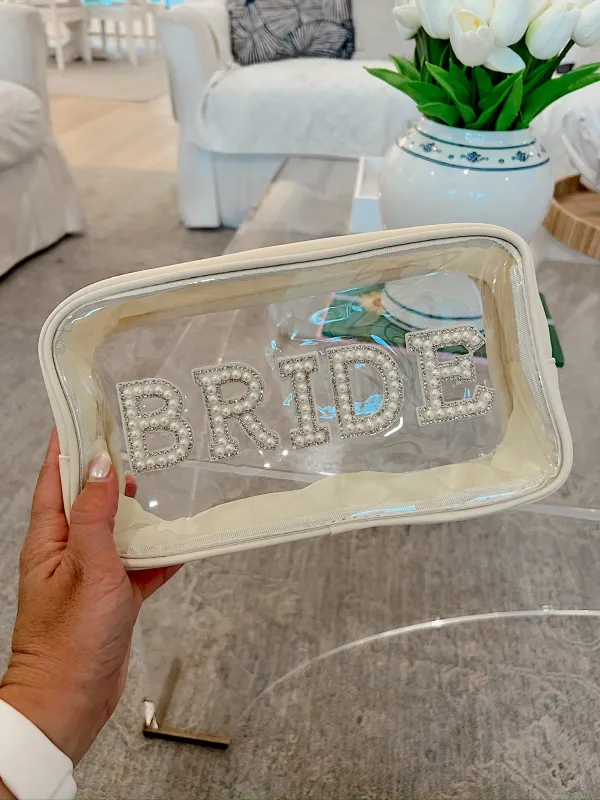 Pearl Embellished Bride Travel Pouch sold by Bella Rose boutique