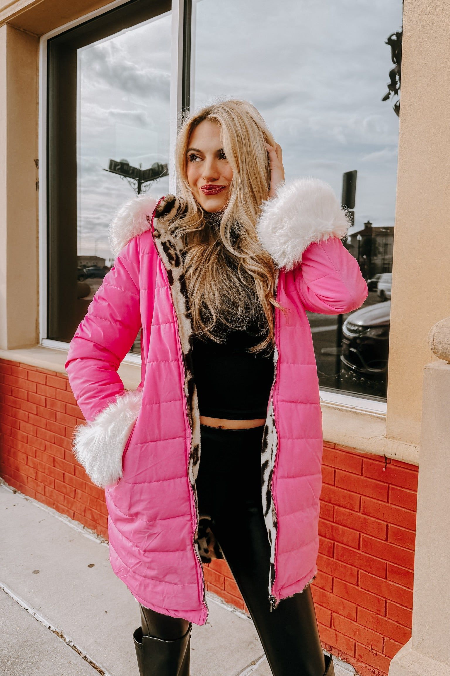 Embracing The Chill Quilted Fur Coat sold by Bella Rose boutique product image thumbnail 4