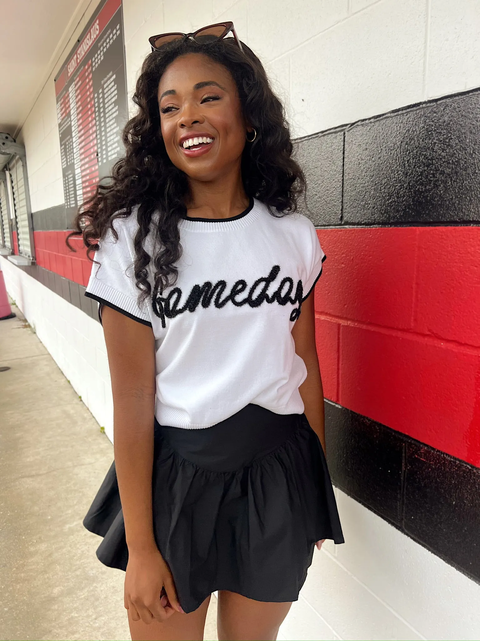 Catch Me At The Stadium Gameday Top sold by Bella Rose boutique