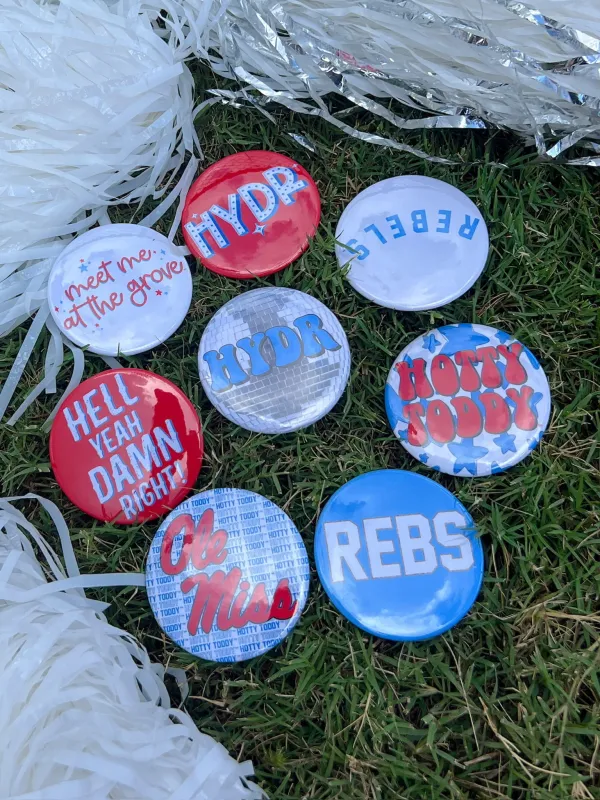Ole Miss Game-day Pins made by Bella Rose boutique