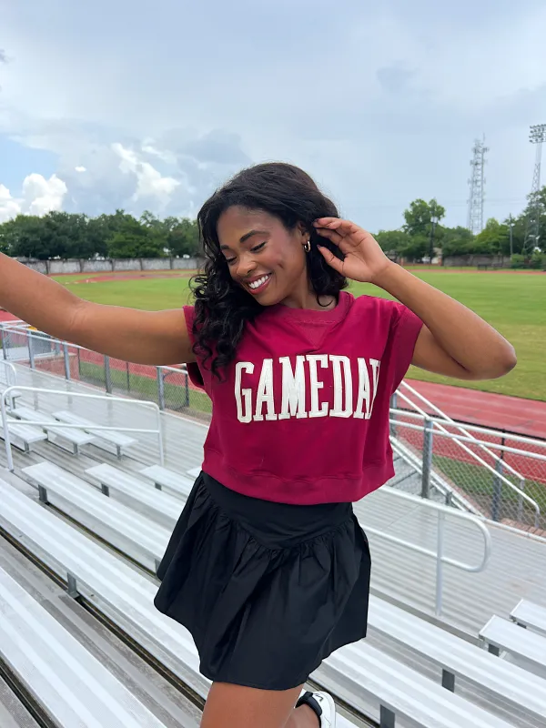 Gameday Cropped Terry Top sold by Bella Rose boutique