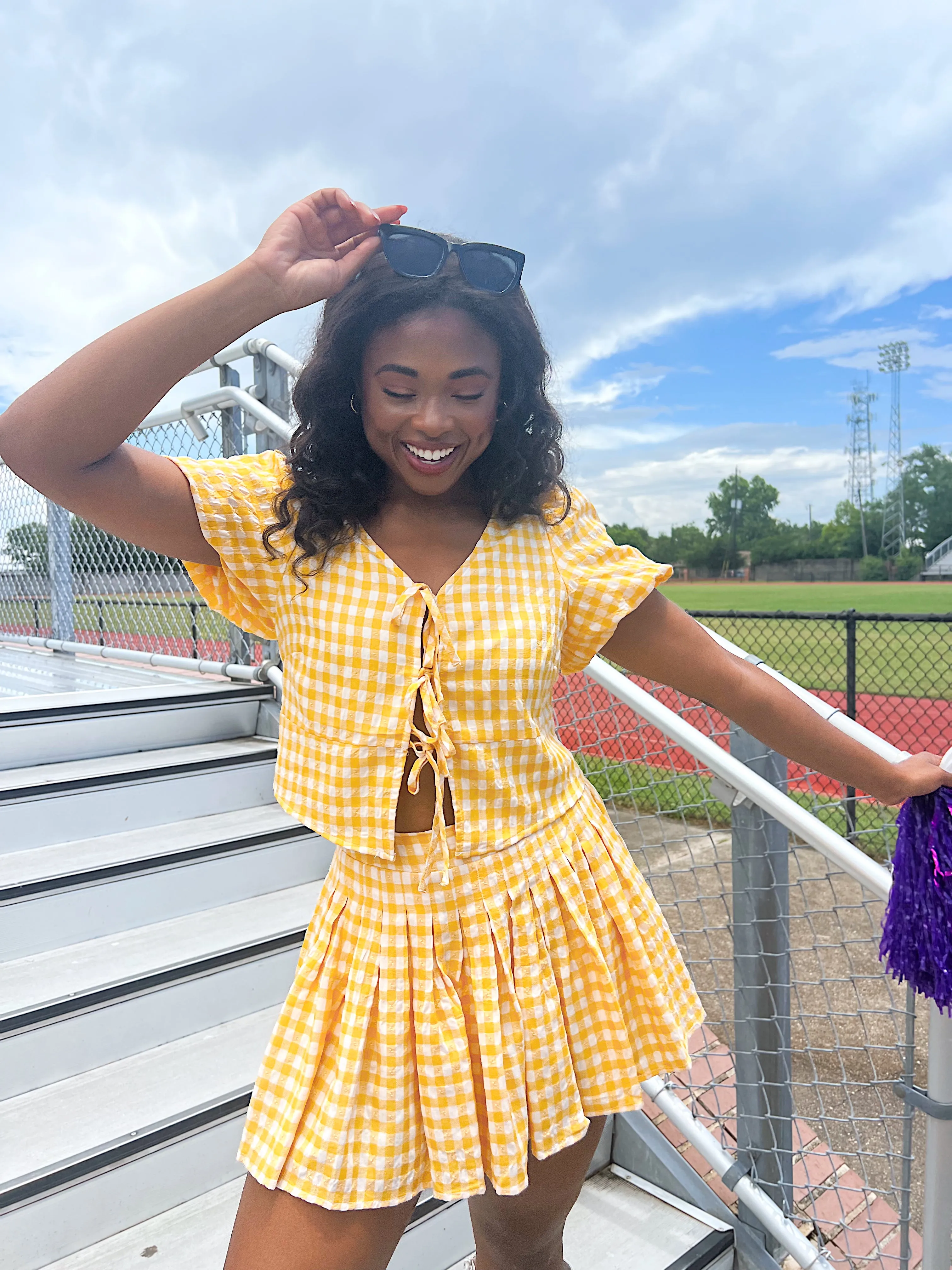 Flirty Nature Gingham Top sold by Bella Rose boutique