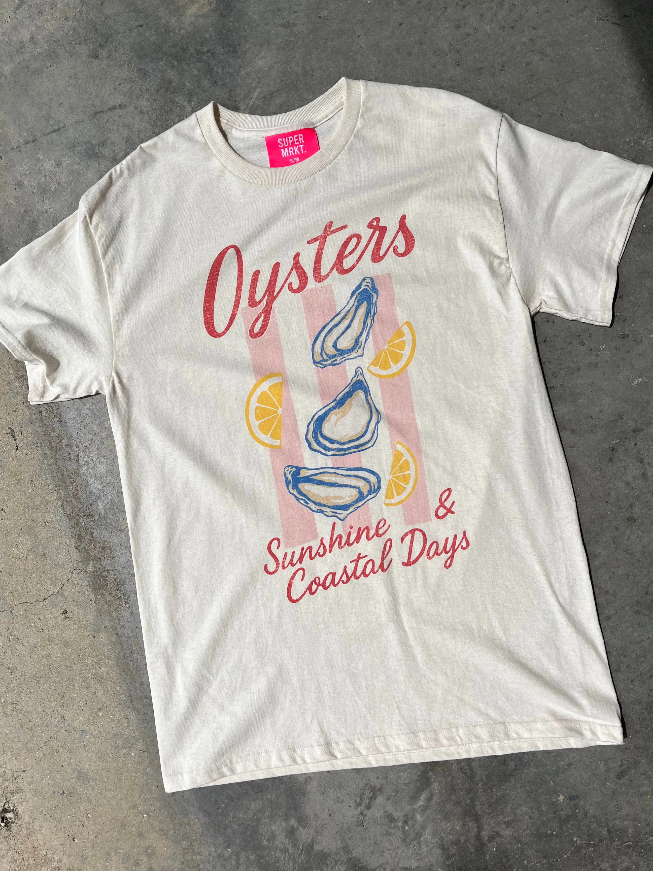Oysters, Sunshine, Coastal Days Graphic Top sold by Bella Rose boutique